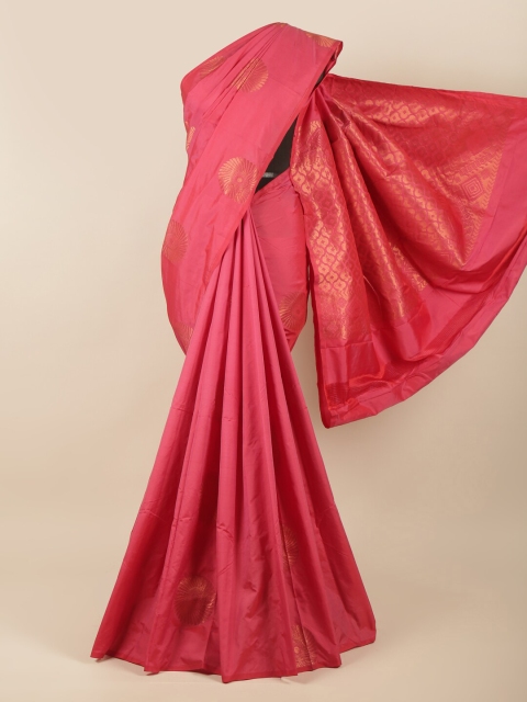 

Pothys Pink & Copper-Toned Woven Design Silk Cotton Saree