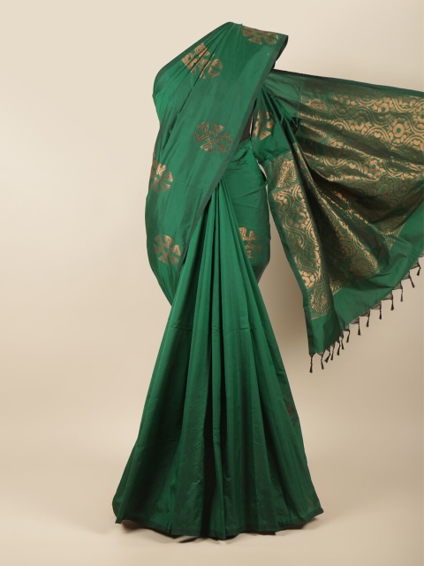

Pothys Green & Copper-Toned Ethnic Motifs Zari Silk Cotton Saree