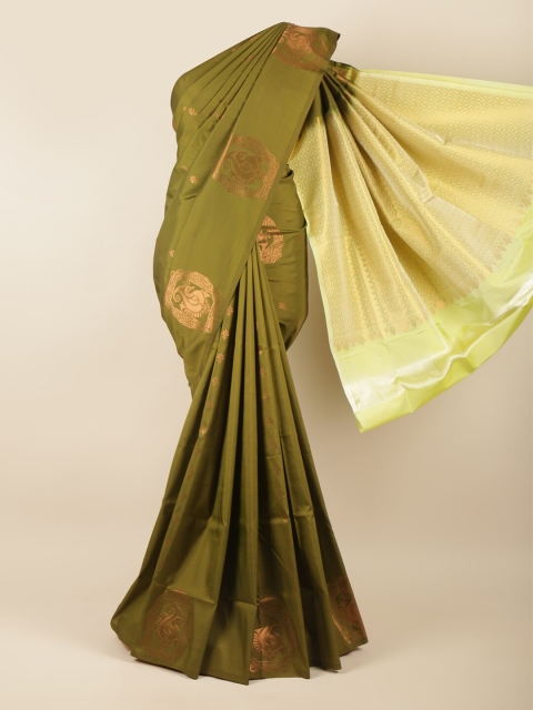 

Pothys Green & Copper-Toned Ethnic Motifs Art Silk Saree