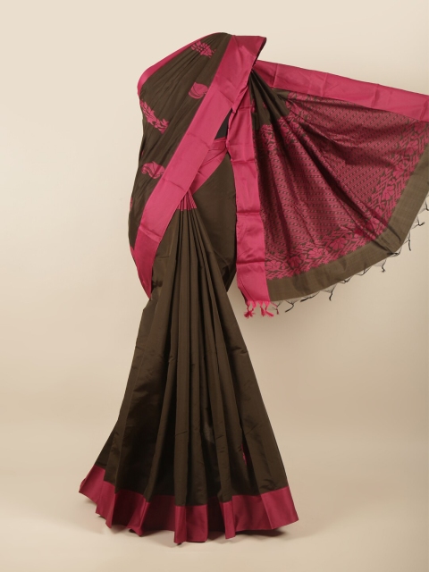 

Pothys Brown & Fuchsia Ethnic Motifs Silk Cotton Saree