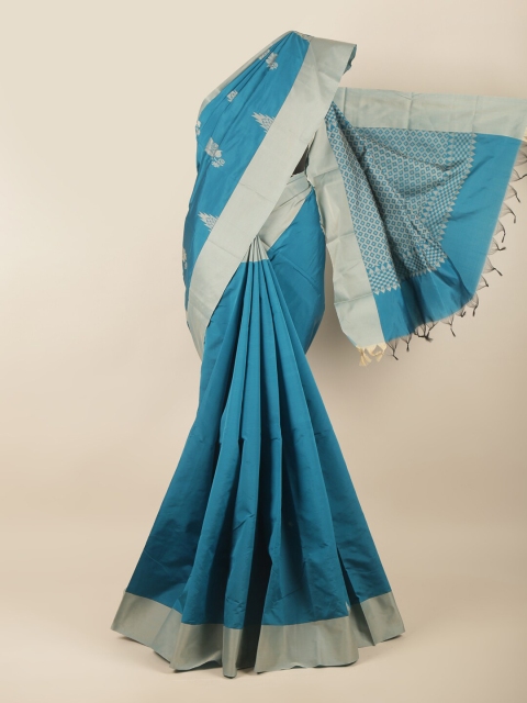 

Pothys Blue & Grey Ethnic Motifs Silk Cotton Saree