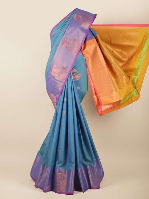 

Pothys Blue & Gold-Toned Woven Design Zari Art Silk Saree