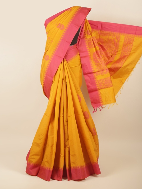 

Pothys Mustard Woven Design Silk Cotton Saree