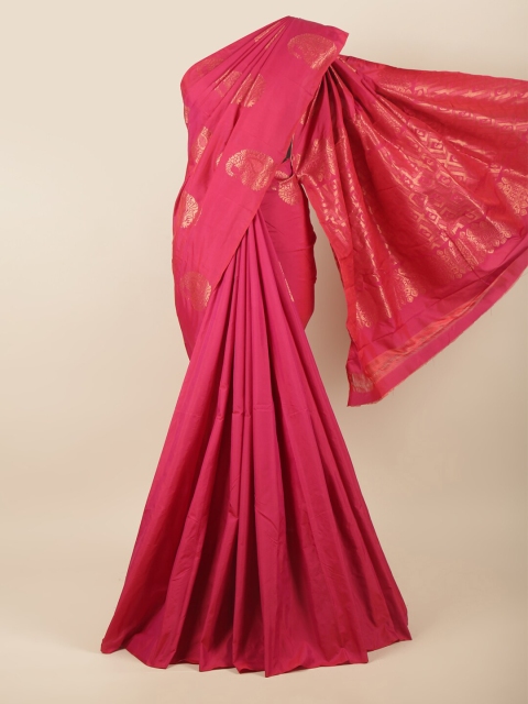

Pothys Pink & Gold-Toned Ethnic Motifs Zari Silk Cotton Saree