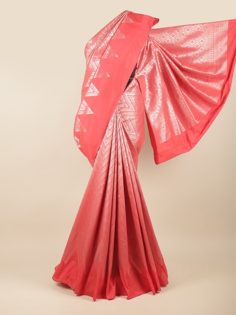 

Pothys Pink & Silver-Toned Woven Design Zari Art Silk Saree