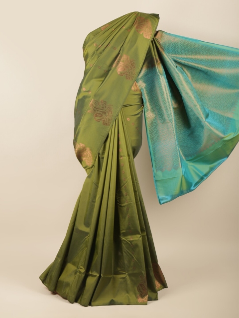 

Pothys Green & Copper-Toned Ethnic Motifs Zari Art Silk Saree