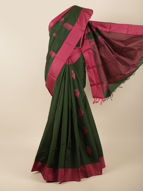 

Pothys Green & Pink Ethnic Motifs Silk Cotton Saree