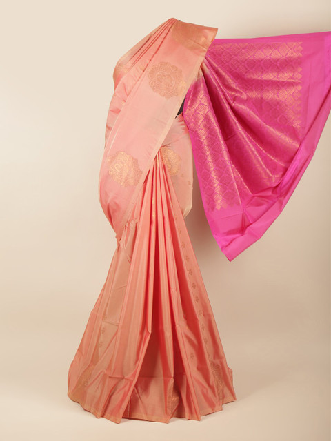 

Pothys Peach-Coloured & Pink Ethnic Motifs Zari Art Silk Saree