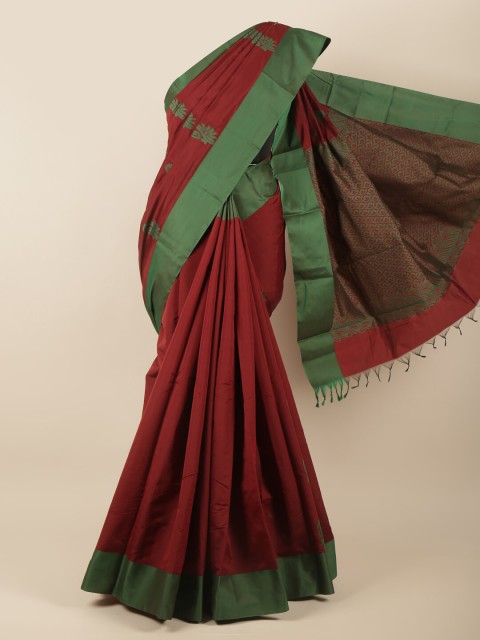 

Pothys Maroon & Green Floral Silk Cotton Saree