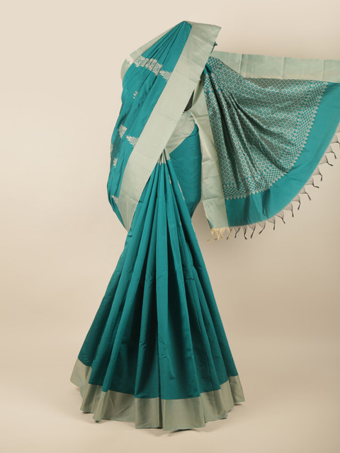 

Pothys Green & Grey Ethnic Motifs Silk Cotton Saree
