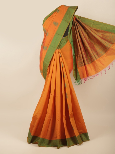 

Pothys Orange & Green Woven Design Silk Cotton Saree