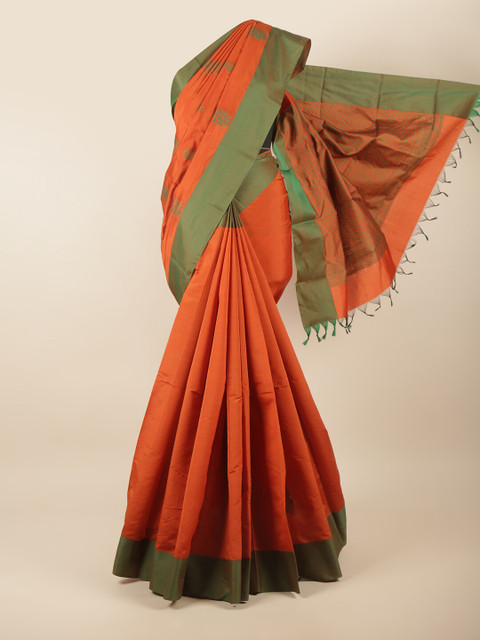 

Pothys Rust & Green Floral Silk Cotton Saree