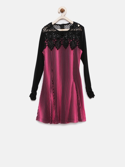

Tiny Girl Pink & Black Striped A-Line Dress