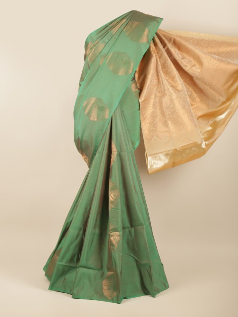 

Pothys Green & Cream-Coloured Ethnic Motifs Zari Art Silk Saree