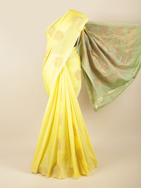 

Pothys Yellow & Copper-Toned Ethnic Motifs Zari Silk Cotton Saree