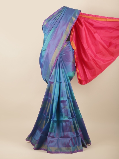 

Pothys Blue & Pink Woven Design Jute Silk Saree