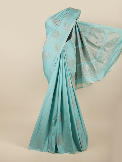 

Pothys Blue & Copper-Toned Ethnic Motifs Silk Cotton Saree