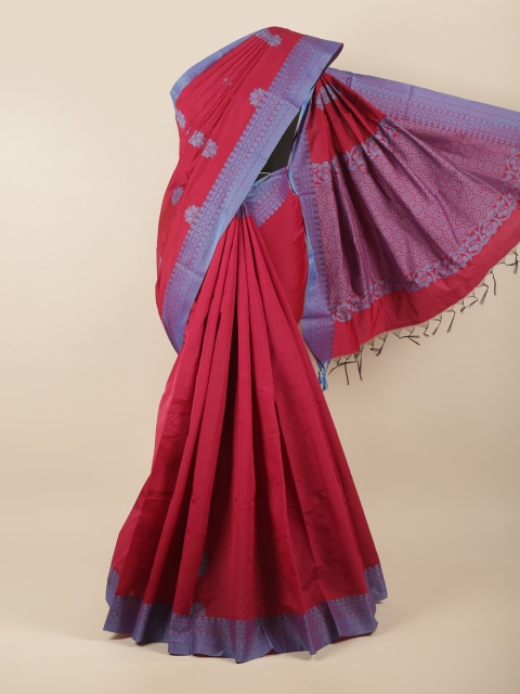 

Pothys Maroon & Blue Ethnic Motifs Silk Cotton Saree