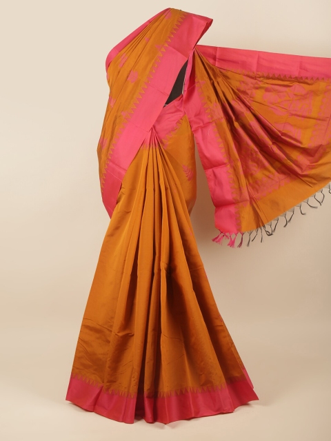 

Pothys Mustard & Pink Floral Silk Cotton Saree