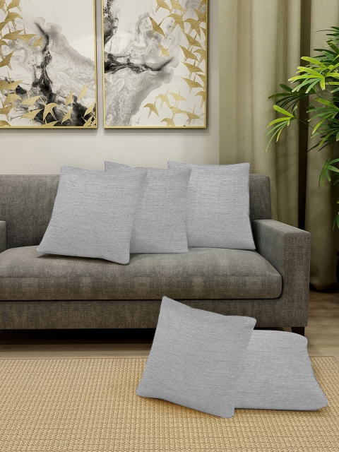 

KLOTTHE Pack Of 5 Grey Solid Square Cushion Covers
