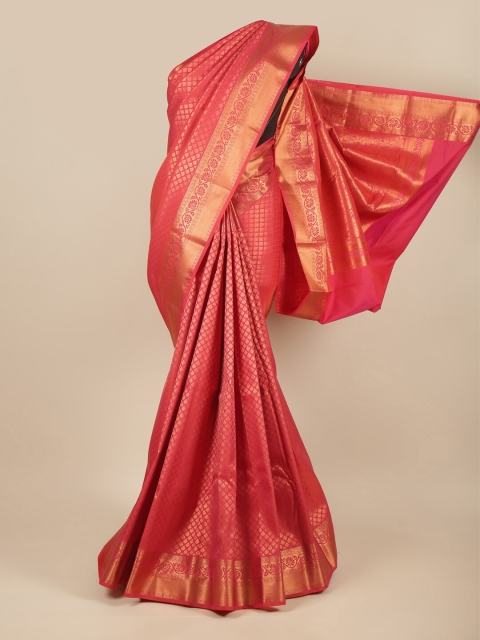 

Pothys Pink & Gold-Toned Ethnic Motifs Zari Pure Silk Saree