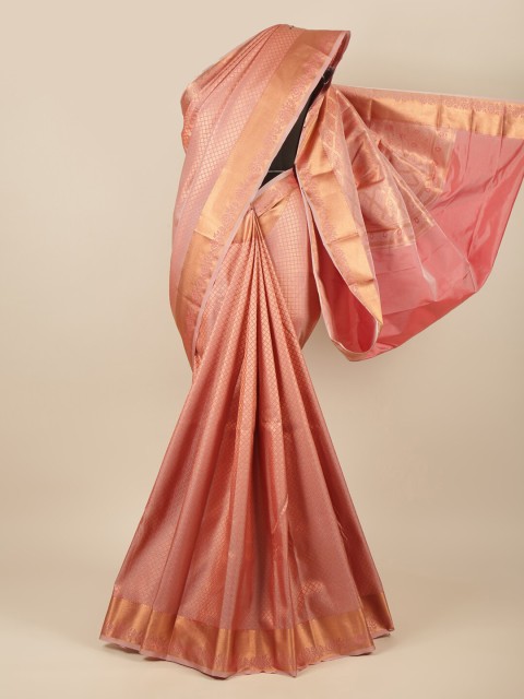 

Pothys Peach-Coloured & Copper-Toned Ethnic Motifs Zari Pure Silk Saree