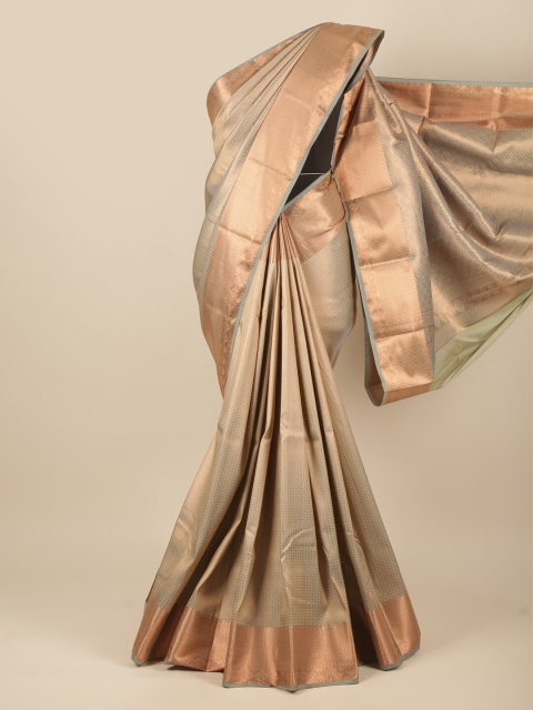 

Pothys Grey & Copper-Toned Woven Design Zari Pure Silk Saree