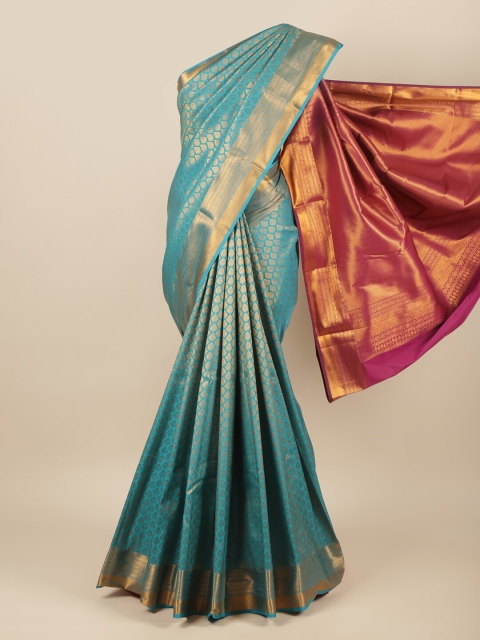 

Pothys Blue & Pink Woven Design Zari Pure Silk Saree