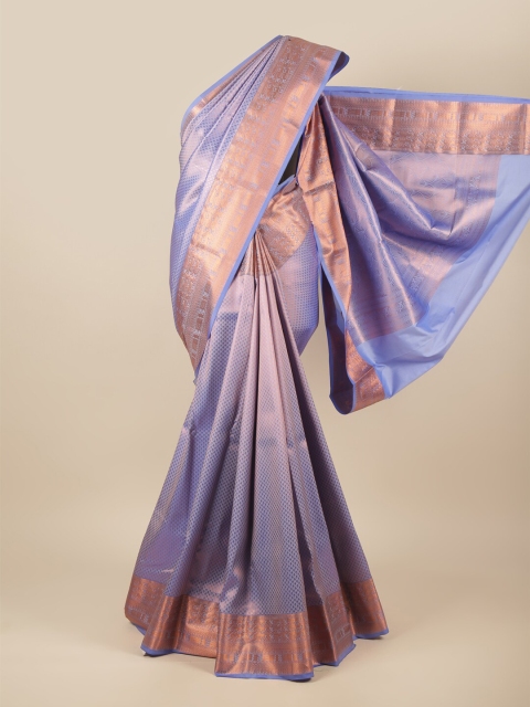 

Pothys Blue & Copper-Toned Ethnic Motifs Pure Silk Saree