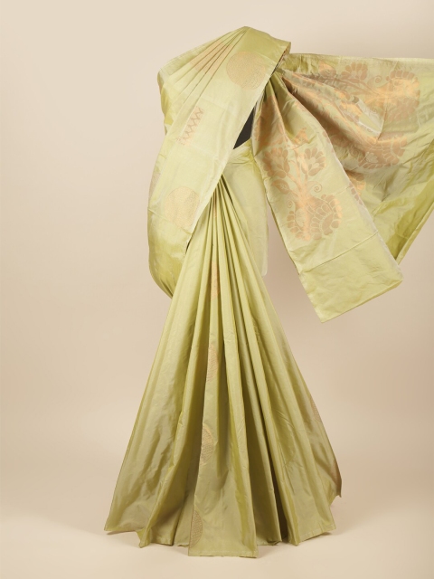 

Pothys Green & Copper-Toned Woven Design Zari Silk Cotton Saree