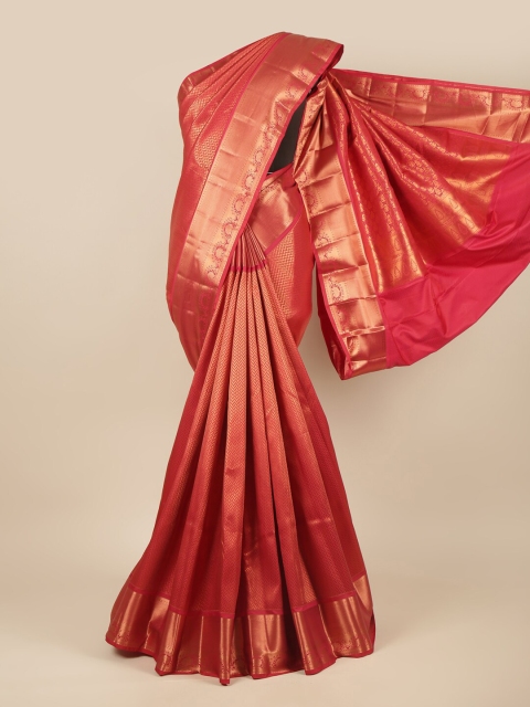 

Pothys Pink & Copper-Toned Ethnic Motifs Zari Pure Silk Saree