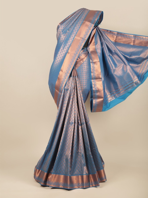 

Pothys Blue & Copper-Toned Woven Design Pure Silk Saree