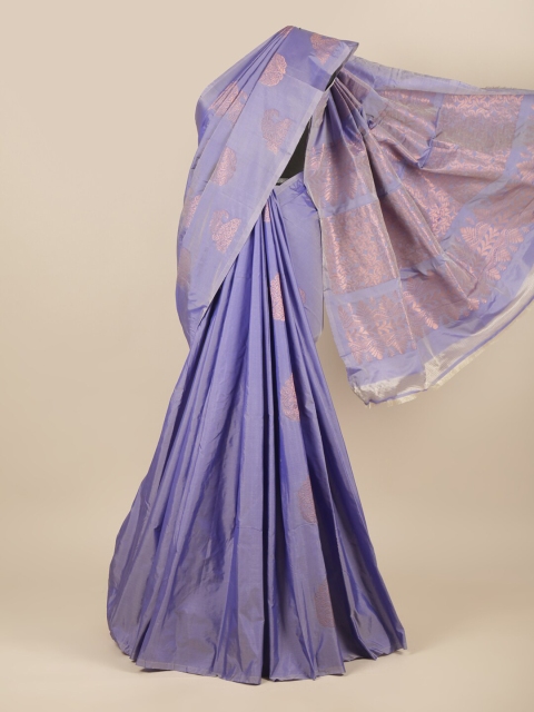 

Pothys Violet & Copper-Toned Woven Design Zari Silk Cotton Saree