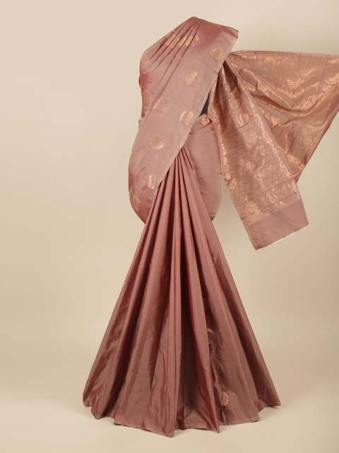 

Pothys Mauve & Copper-Toned Floral Zari Silk Cotton Saree