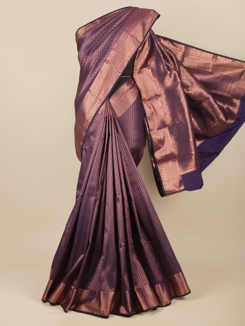 

Pothys Blue & Copper-Toned Ethnic Motifs Zari Pure Silk Saree