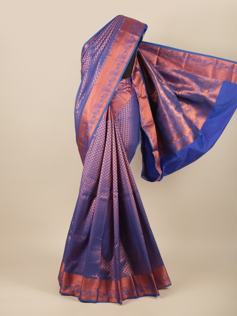 

Pothys Blue & Copper-Toned Woven Design Zari Pure Silk Saree