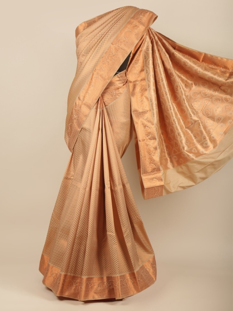 

Pothys Cream-Coloured & Copper-Toned Woven Design Zari Pure Silk Saree