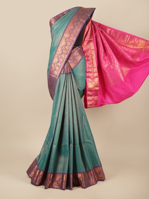 

Pothys Blue & Pink Floral Zari Pure Silk Saree