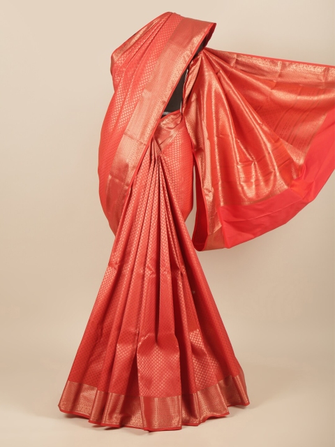 

Pothys Red & Copper-Toned Woven Design Zari Pure Silk Saree