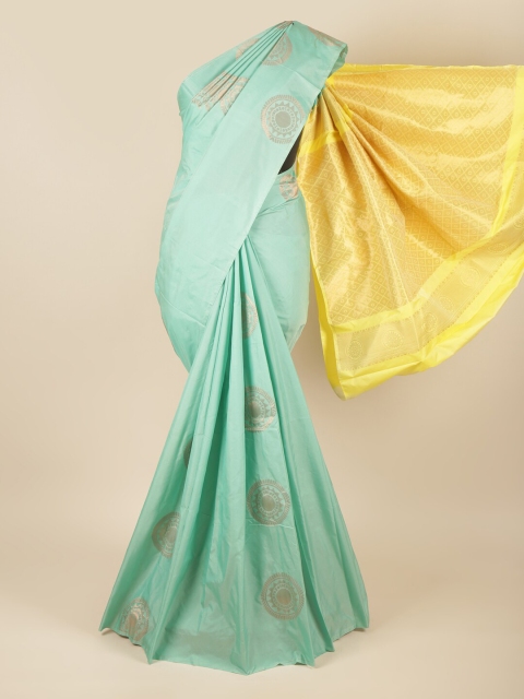 

Pothys Blue & Yellow Ethnic Motifs Zari Silk Cotton Saree