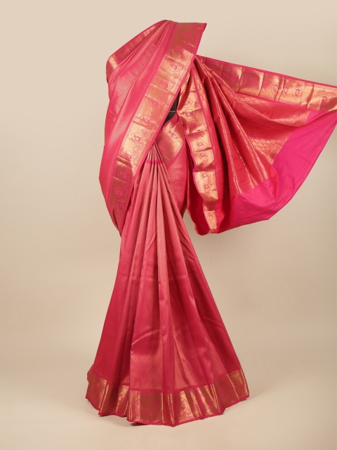 

Pothys Pink & Copper-Toned Woven Design Zari Pure Silk Saree
