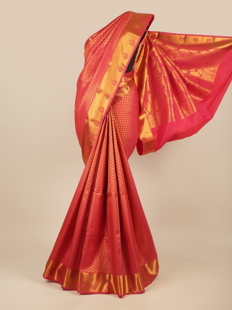 

Pothys Pink & Copper-Toned Ethnic Motifs Zari Pure Silk Saree