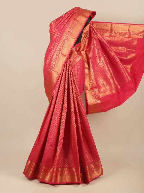 

Pothys Pink & Copper-Toned Ethnic Motifs Pure Silk Saree