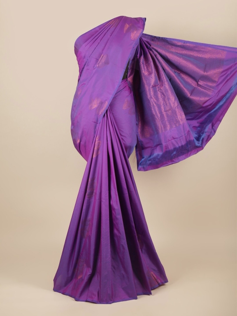 

Pothys Violet & Copper-Toned Woven Design Zari Silk Cotton Saree