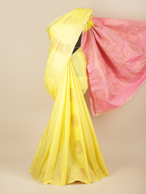 

Pothys Yellow & Pink Woven Design Jute Silk Saree