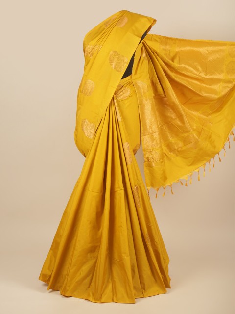

Pothys Mustard & Copper-Toned Woven Design Silk Cotton Saree