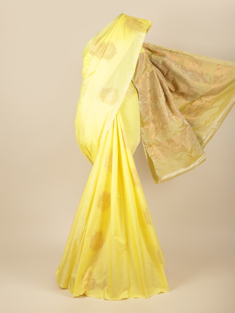 

Pothys Yellow & Copper-Toned Ethnic Motifs Silk Cotton Saree