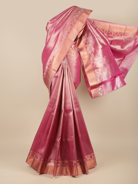 

Pothys Pink & Copper-Toned Woven Design Pure Silk Saree