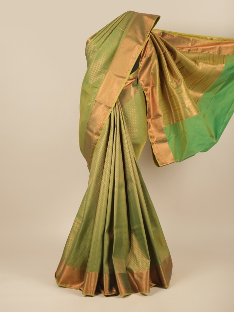 

Pothys Green & Copper-Toned Woven Design Zari Pure Silk Saree