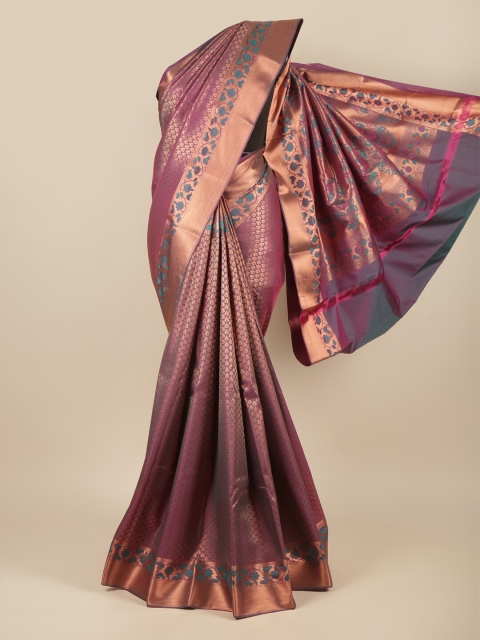 

Pothys Purple & Copper-Toned Ethnic Motifs Zari Pure Silk Saree